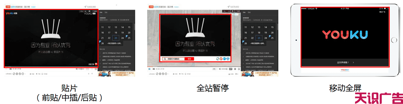 优酷视频广告位展现位置？