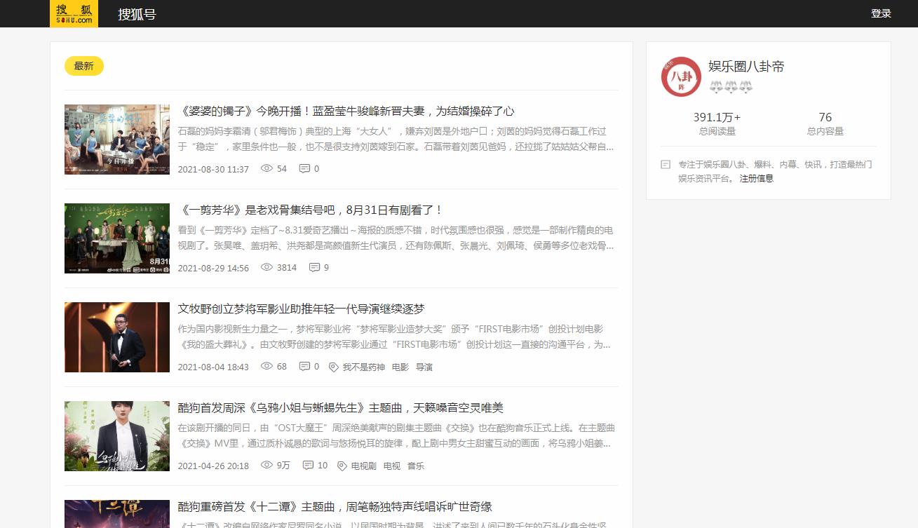 娱乐圈八卦帝-搜狐自媒体软文发布(图2)